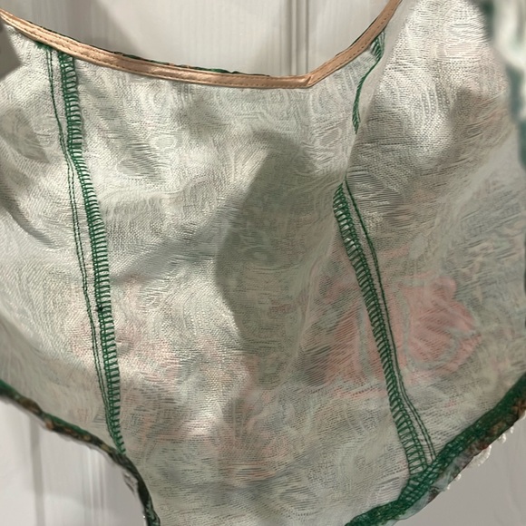 Green Corset Inspired Cropped Lace Up Top with Self-Tie Ribbon Straps NWOT - Picture 12 of 14